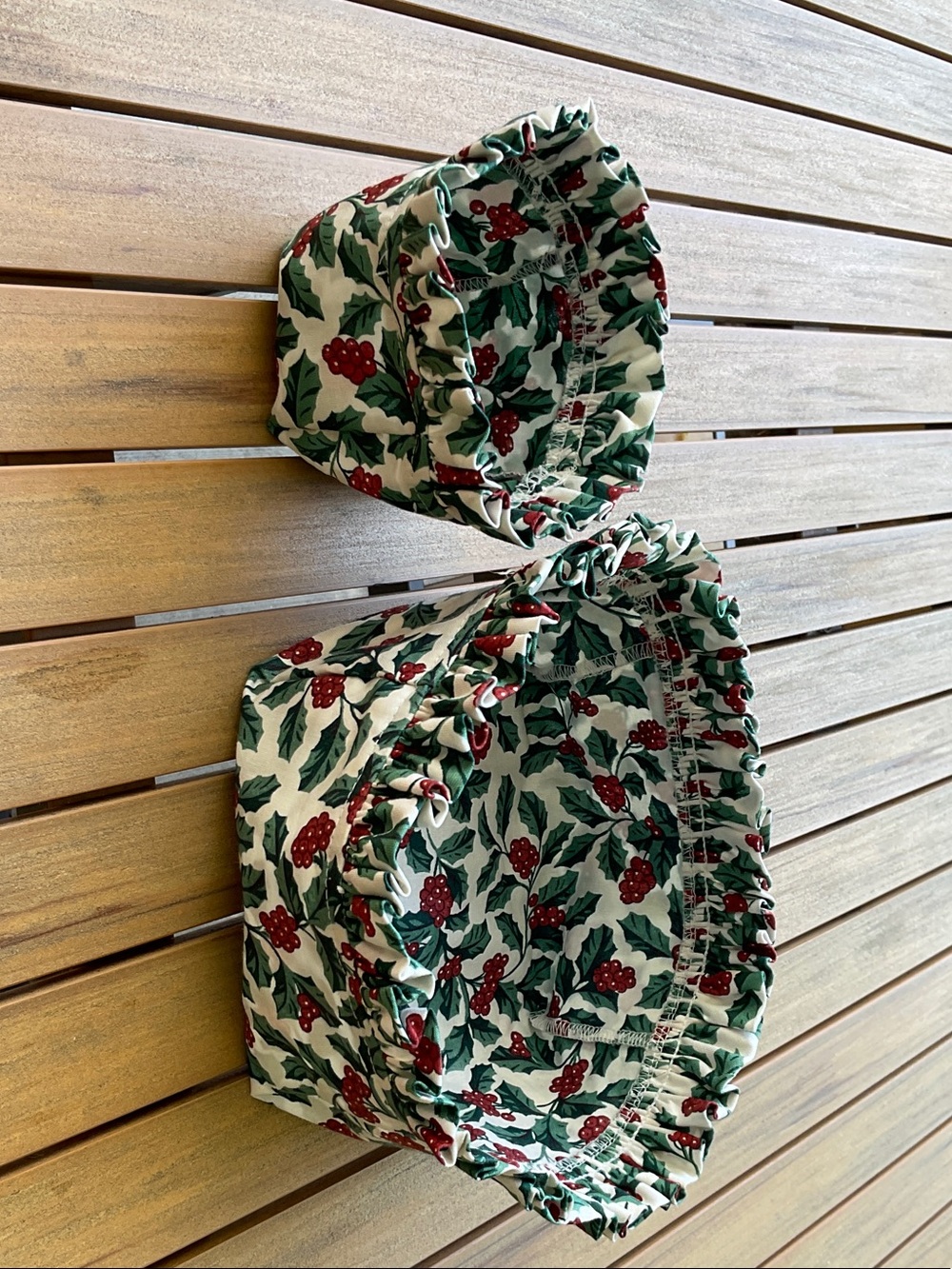 Longaberger Holiday Holly Fabric Basket Liners - Green, Red, Cream